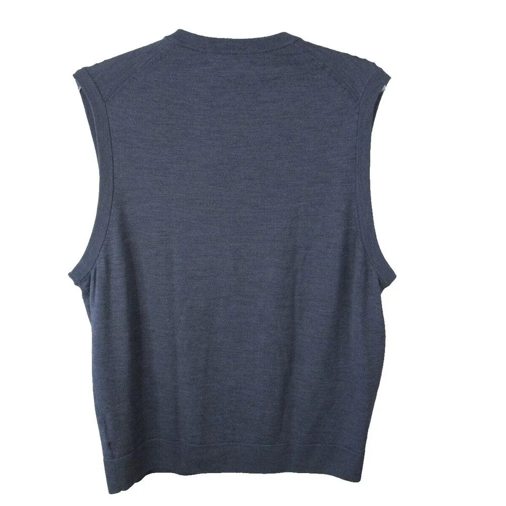 Brooks Brothers Brooks Tech Merino Wool Sweater Vest Gray Pullover V-Neck Men XL
